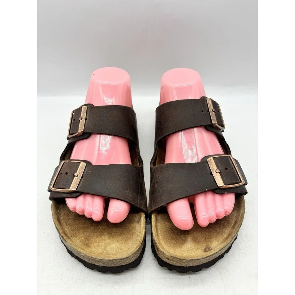 Birkenstock Arizona Leather Mocha Soft Footbed Sandals Shoes Women’s 11 Mens 9